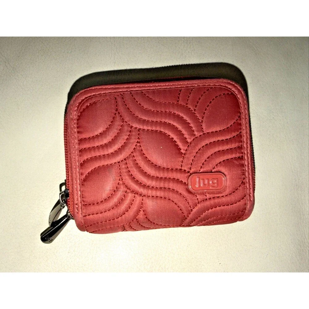 Lug Zip Wallet Splits RFID Double Zip Quilted Red ORange
